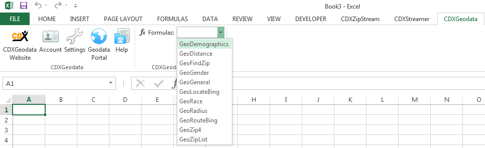 CDXGeoData Excel Add-in