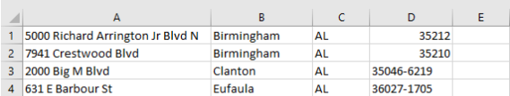 Four Column Address File Example