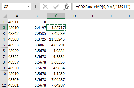 CDXRouteMP Spreadsheet