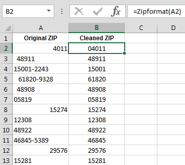 Cleaned ZipCodes