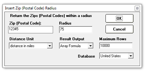 Insert CDXRadius Dialog