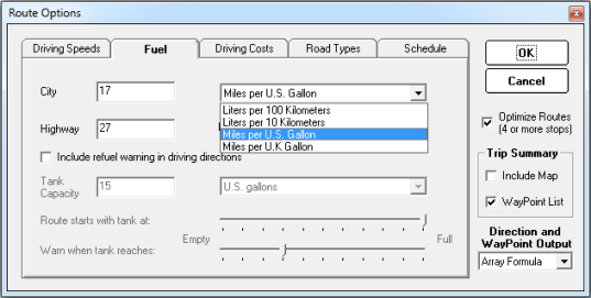 Driving Route Options