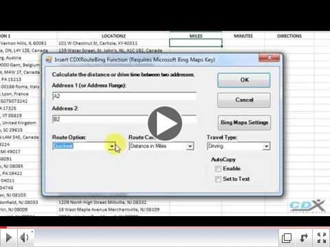 Bing Maps Driving Distance