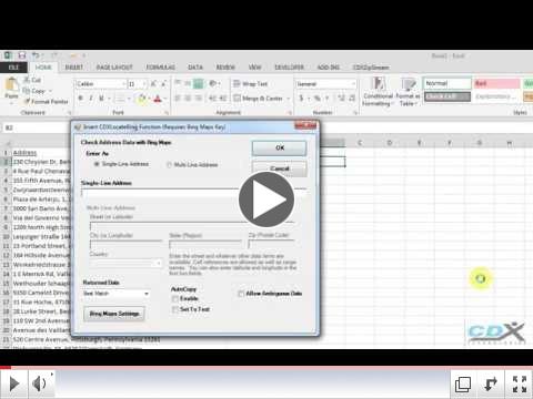 Using Bing Maps in Excel to Get Latitude and Longitude