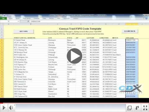 Get Census Tract FIPS Codes in Microsoft Excel