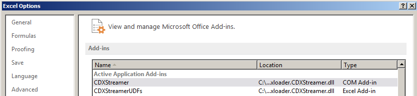 CDXStreamer Addin List