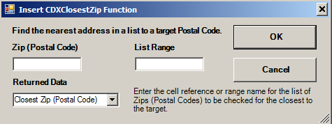 CDXZipStream Closest Zip Dialog data entry